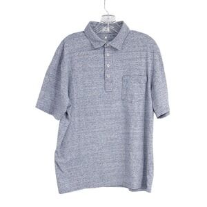 JOHNNIE-O HANGIN OUT Men Large Heathered Original Polo Shirt Indigo Short Sleeve